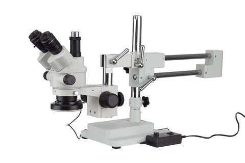 3.5X To 90X Simul Focal Stereo Zoom Microscope On Boom Stand With LED Ring Light USB Hookup Metal Build CE Certified Ships From Moscow MU1003 Camera Option on boom stand