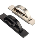 Zinc Alloy Cabinet Door Pull Handle with Rotatable Hidden Ring for Wardrobe and Drawers, brushed finish in black and silver.