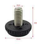 Rock Solid 12 Pack Adjustable Furniture Leveling Feet With 5/16-18 Inch Threads heavy duty screw in leg with black rubber base and steel shaft.