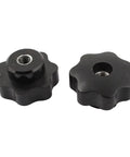 Heavy Duty M8 Flange Clamping Knob With Pillow Star Grip And Through Hole Design slick black finish for precise tool mounting, pack of two.