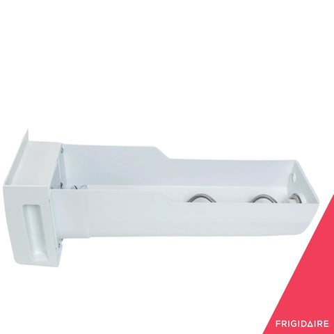 Side view of Ice Bucket Container 242093003 For Refrigerators White No Tools Needed Easy Install Durable Plastic Ice Bin