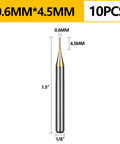 Pro Grade 10Pcs 0.6mm TiN Coated Solid Carbide End Mills For PCB Engraving And CNC Router Bits, One Eighth Inch Shank