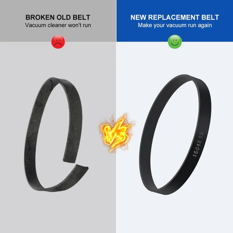 Comparison of broken old belt and new Replacement Vacuum Belts for Bissell PowerForce Compact Models 2112 1520 3508 2690 23T7 23T7V 3130 21129 2 Pack 1604895 Style