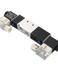 5 Way 3 Position Pneumatic Solenoid Valve With Exhaust Center Function, Double Coil Air Control Valve, DC 12V, shown from angle