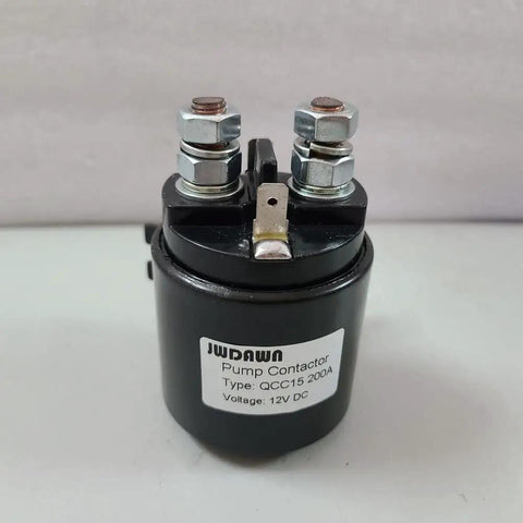 12Volt 200Amp Hydraulic Pump Motor Contactor Solenoid Switch Relay For Electric Pallet Truck Stacker And Material Handling Cart close up view with mounting terminals.