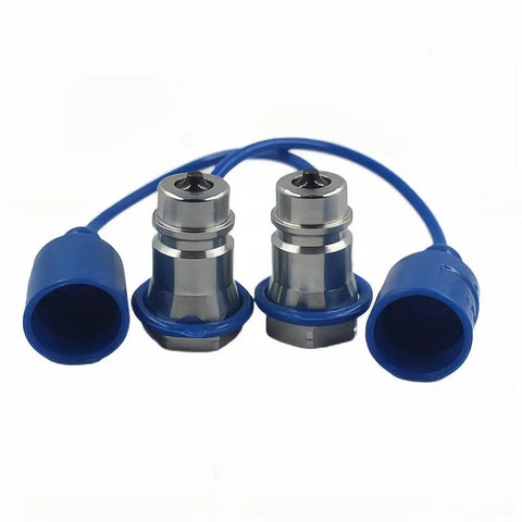 Two Pack Half Inch ISO 5675 Poppet Valve Hydraulic Quick Connect Male Coupler Nipple for Tractor and Farm Equipment