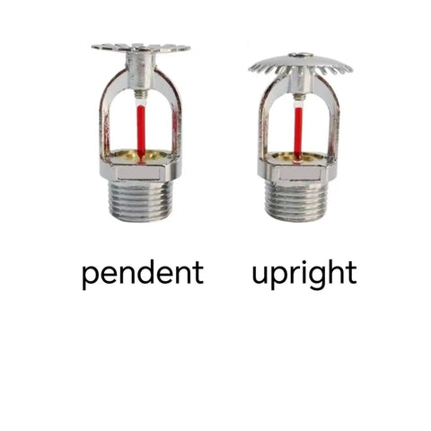 Heavy Lifting Quick Response Fire Sprinkler Head Upright And Pendent Ready Heavy Brass 3/4 Inch NPT Thread K115 Flow Square Lens Bulb showing pendent and upright designs.