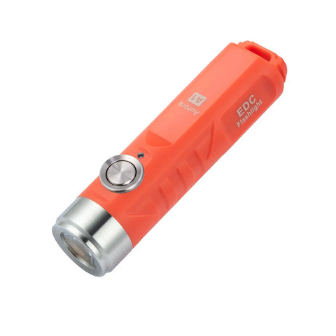 Tiny Pocket Sized USB C Rechargeable Keychain Flashlight Delivers 650 Lumens Of Super Bright Output, Orange EDC Light