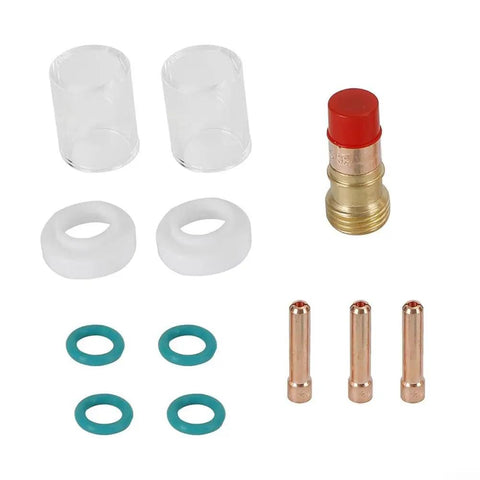 12 Piece TIG Torch Accessory Kit Featuring Gas Lens And Glass Cup, Includes Collets, Rings, Glass Cups, For Precise Control