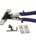 Straight Sheet Metal Seamer Set With 3 In And 6 In Forged Blades Interchangeable Handles for versatile bending, shown with components.