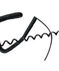 Rock Solid Coiled Power Extension Cord With Spring Wire Cable showing black coiled design and flexible wiring.
