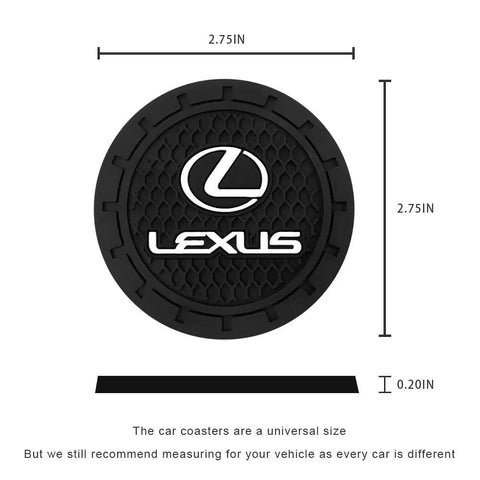 Lexus Cup Holder Coaster Set For Your Ride Silicone Car Interior Accessories Two Pack Honeycomb Design Non Slip 2.76 Inch Coasters