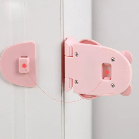 Bear Shaped Kidproof Safety Locks For Cabinets And Drawers With Double Button Release, ABS Material, Childproof Locks detail view