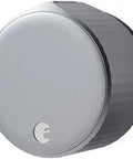 Silver WiFi Connected Smart Keyless Door Lock That Installs On Your Existing Deadbolt In Minutes Lets You Grant Access Via App No More Keys Fumbling And Keeps Your Home Safe And Smart close-up view