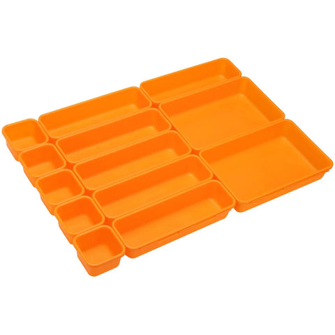42 Pack Tool Box Organizer With Interlocking Tool Tray Dividers Orange for Drawer Storage in Rolling Tool Chest or Workbench