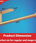 Self Adhesive Paper Towel Holder Under Cabinet Mount No Drilling 13.2 Inch Bar Brushed Gold Stainless Steel SUS304 Waterproof Rustproof Kitchen Organizer Fits All Roll Sizes shown with dimensions