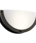Olde Bronze Finish LED Wall Sconce With White Acrylic Shade, 11.75 Inch Backplate, Integrated 3000K LED, Damp Location Rated