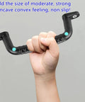 Four Pack Solid Safety Playground Handles Featuring Glow Grip Tech Heavy Duty Anti Slip Handholds For Kid Approved Bunk Beds Playsets Climbing Ladders Total Game Changer, close-up of hand gripping handle.