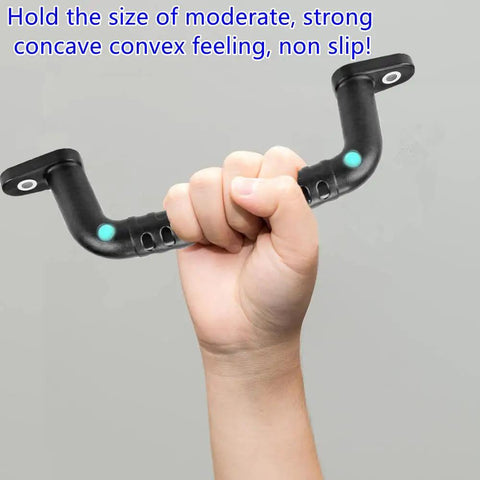 Four Pack Solid Safety Playground Handles Featuring Glow Grip Tech Heavy Duty Anti Slip Handholds For Kid Approved Bunk Beds Playsets Climbing Ladders Total Game Changer, close-up of hand gripping handle.