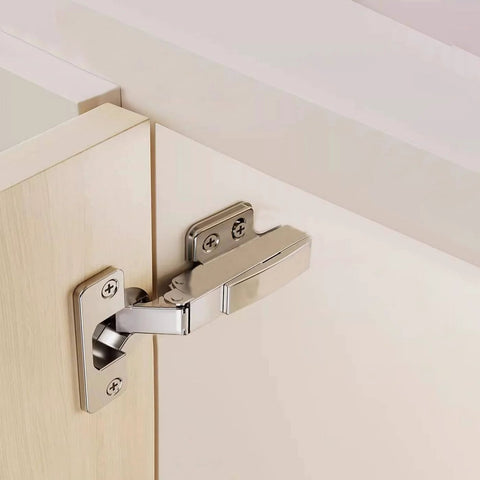 Two Pack 100 Degree Frameless European Style Soft Close Kitchen Cabinet Hinges With Six Way Adjustable Stainless Steel Built In Damping Hydraulic System Full Cover Quiet Soft Close Action Easy To Install Screws Included For Frameless Cabinets installed on door