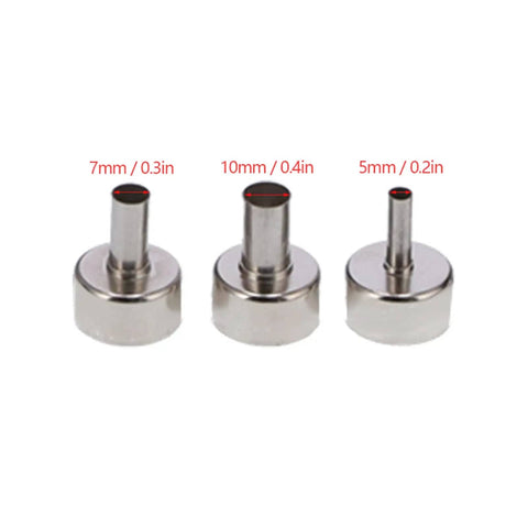 Nozzle set for Desoldering Station 850D Hot Air Rework Tool with LED Digital Display showing different sizes for precision.