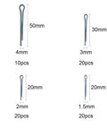 Assorted sizes of R clips from All In One 185Pcs Clevis Pins Kit Stainless Steel And Zinc Plated R Clips Hair Pins Set