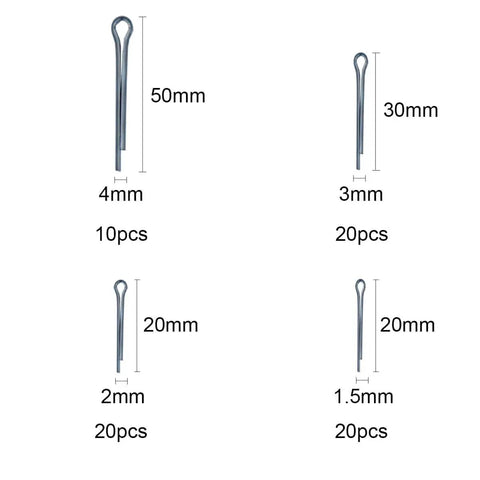 Assorted sizes of R clips from All In One 185Pcs Clevis Pins Kit Stainless Steel And Zinc Plated R Clips Hair Pins Set