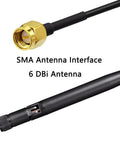 6 Dbi Antenna With 9.8 Ft Extension Cable SMA Male Connector Magnetic Base Wireless WiFi Booster Antenna For PC Desktop Computer Router Network Backup Camera showing SMA antenna interface and black antenna