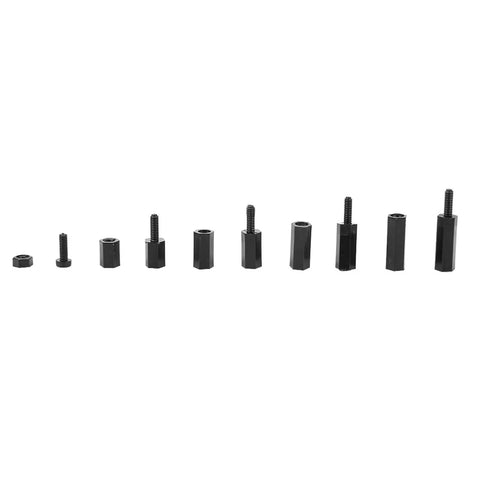Nylon Hex Spacer Standoff Kit 180 Piece Black Standoffs Screws Nuts Set For Circuit Boards And Machinery Assembly Durable Nylon With Precise Threads Easy To Clean In Humid Environments, black nylon hex spacers and screws