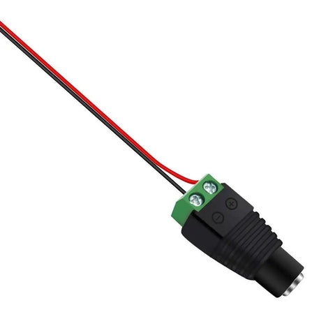 Solid Heavy Duty DC Power Jack Plug Adapter Connectors 5.5Mm X 2.1Mm with black plastic screw terminal plugs.