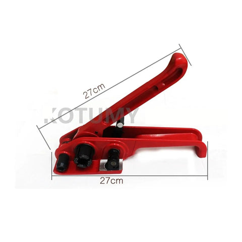 Dude, this portable manual strapping machine is totally rad for packing. Red handheld tool for PET and steel bands.