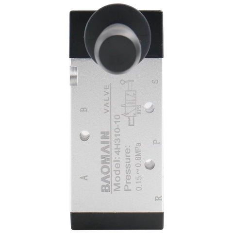 Manual Hand Lever 5 Way 2 Position Pneumatic Valve With G3/8 Inlet and 3/8PT Ports, close-up of front view showing pressure range markings.