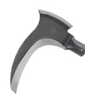 Close-up of the All Purpose Manganese Steel Sickle With Double Scythe, showcasing its rugged blade for lawn cleanup and tree trimming.