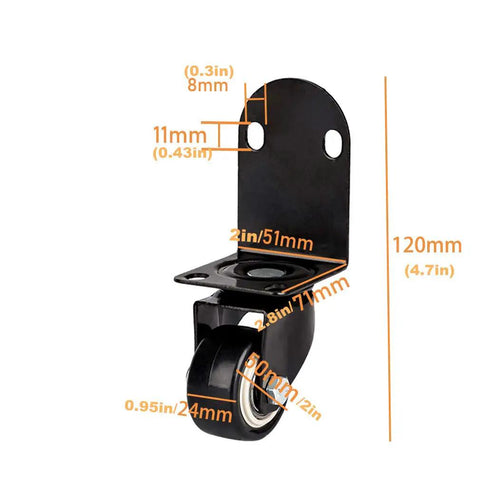 Heavy Duty Swivel Casters With Dead Silent Brakes, Rock Solid Pvc Wheels And L Bracket, Easy On Hardwood Trolley Rollers For Furniture And Carts, Smooth 360 Spin Built Tough, Pack Of Four