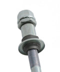 Ride Ready Heavy Duty 180mm Bicycle Rear Hub Axle M10 Silver For Multi Speed Systems with 26TPI Conical Lock Nut and Washer Kit