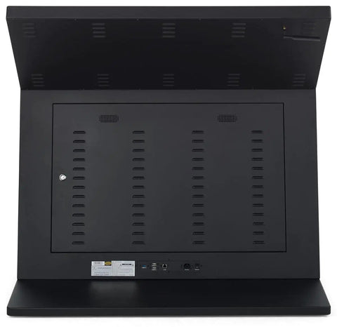 Back view of Top Shelf 49 Inch Interactive Touchscreen Kiosk With Smooth Ten Point Capacitive Panel and Rock Solid Android 11 Engine.