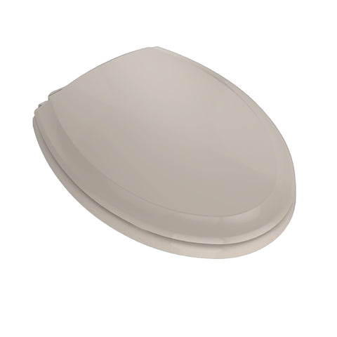 Guinevere SoftClose Elongated Toilet Seat In Bone, Gentle Close Lid, Heavy-Duty High-Impact Plastic, Top View