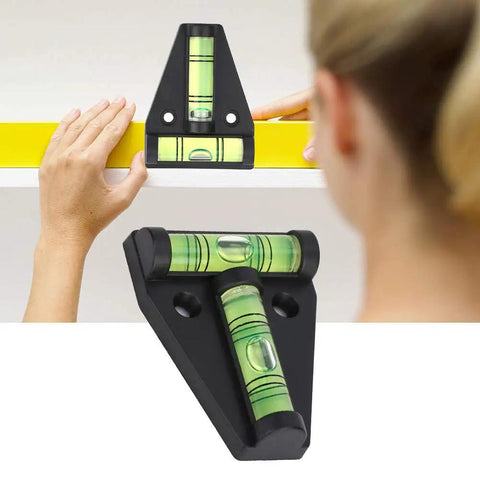 Omquot Crystal Clear T Spirit Level with Installation Hole; Portable ABS Acrylic Measuring Instrument for Camera, 30±6°Accuracy, 5 * 4 * 1 Cm Size, Lightweight, Black; Orange, 1 pc Suitable for in use on shelf with hand holding it.