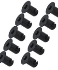 Front view of black Dzus button flush fasteners, quarter-turn, automotive hardware, 12 pieces