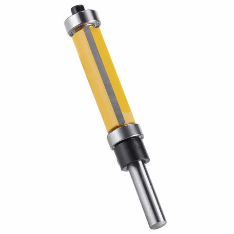 Flush Trim Router Bit Set Pro Grade One Half Inch Cutting Diameter Carbide Tipped for woodworking, close-up view.