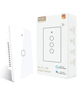 Smart WiFi Wall Touch Light Switch With Neutral Wire Required Two Point Four GHz Network Three Way Multi Control Glass Panel Works With Smart Life Tuya App RF433 Remote Control Alexa And Google Home White One Gang product with box.