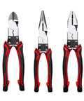 Pro Grade All In One Multitool Pliers Set With Wire Stripper Cutter Crimper And Crimping Tool For Stripping And Cutting Long Nose And Diagonal Pliers Industrial Chrome Vanadium Steel Hand Tools with red and black grips