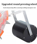 Efficient Handheld Garden Seeder For Corn And Soybeans, Walk-Behind Planter With Adjustable Spacing, features round pressing wheel