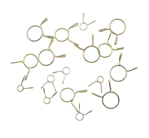 Heavy Duty Zinc Plated Steel Fuel Line Hose Clamps Set For Motorcycles Scooters And ATVs 250-Piece assortment showing various sizes
