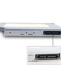 Slim 9.5mm SATA DVDRW Drive for Laptops and Notebooks, 8x DVD, 24x CD Read Write, Tray Loading Internal Optical Burner, Low Profile, PC Desktop Compatible, Dope Upgrade for Old Notebooks, slim laptop drive connector close-up