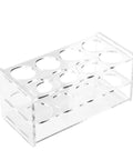 Eight Hole Transparent Acrylic Test Tube Rack For Fifty Milliliter Tubes Clear Durable Lab Organizer Stand angled view