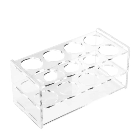 Eight Hole Transparent Acrylic Test Tube Rack For Fifty Milliliter Tubes Clear Durable Lab Organizer Stand angled view