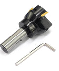 Oscarbide indexable end mill with 3/4 in shank and 2 in cutting diameter; 3-flute carbide cutter with inserts