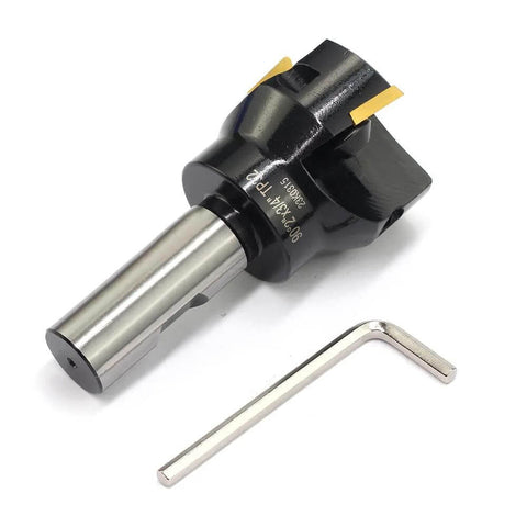 Oscarbide indexable end mill with 3/4 in shank and 2 in cutting diameter; 3-flute carbide cutter with inserts