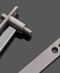 Close-up of Detachable Wood And Stainless Steel Pivot Hinge With Upper And Lower Metal Hinges Heavy Duty Rotating Door Hardware